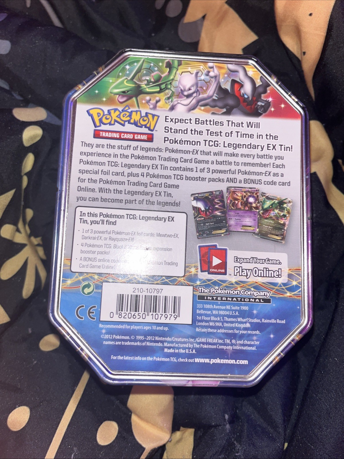 2012 Pokemon Black & White Legendary Darkrai EX Factory Opened Box Tin