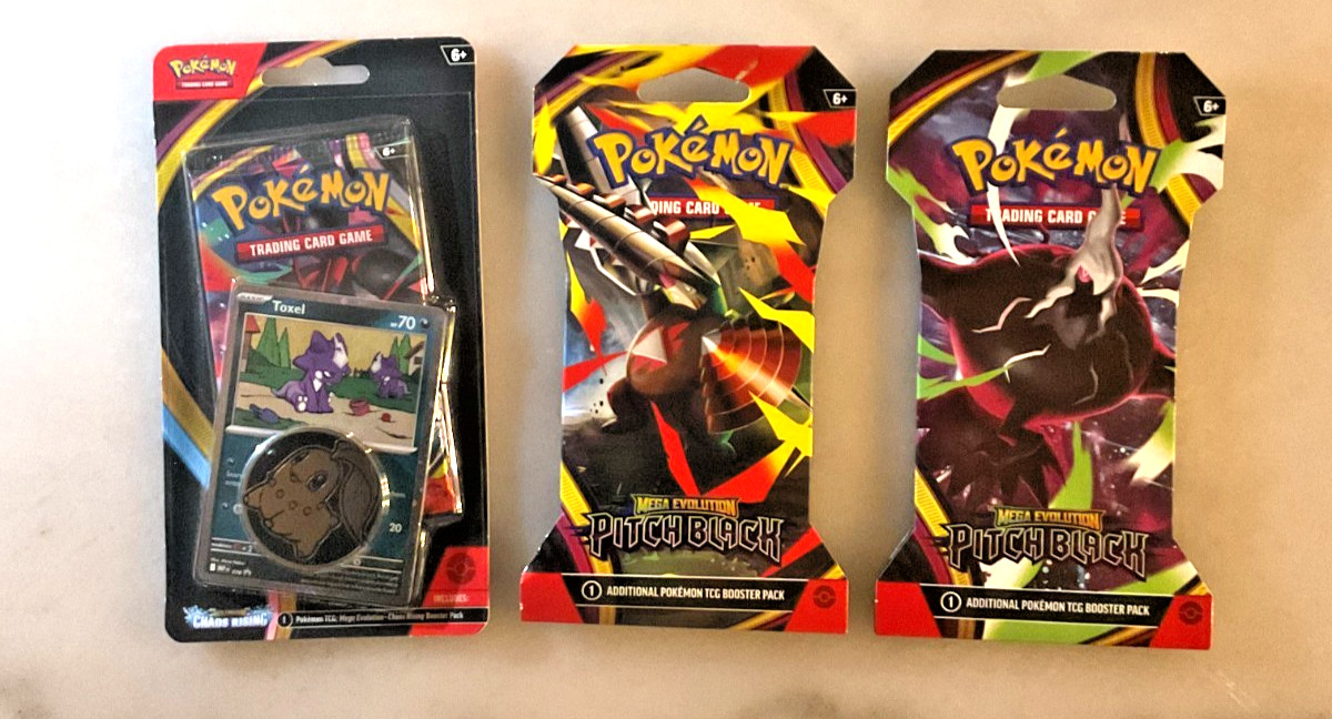 Pokemon Chaos Rising Blister Toxel Promo + 2 Pitch Black Booster Packs!