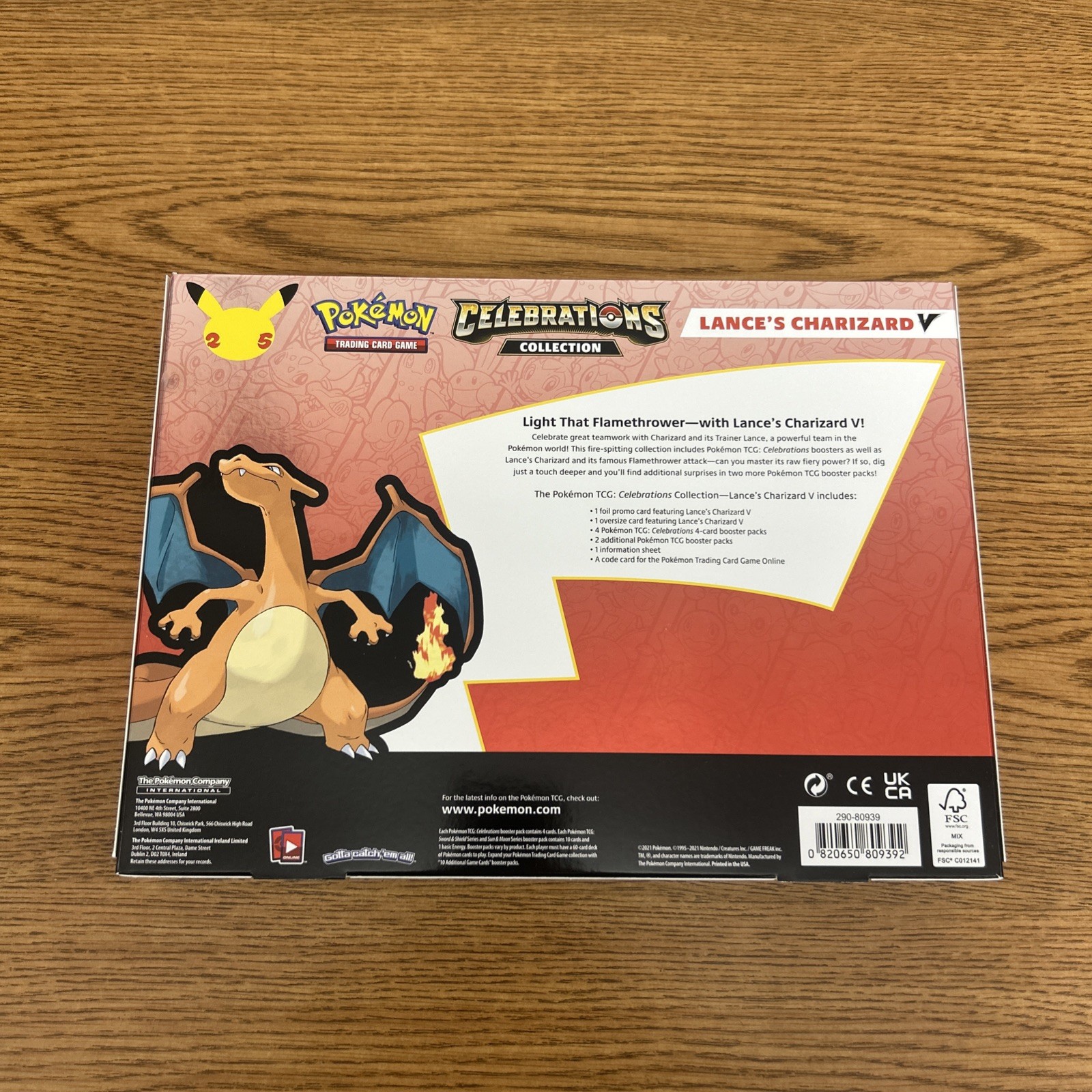 Pokemon 25th Anniversary Celebrations Lances Charizard V Collection Box Sealed ^