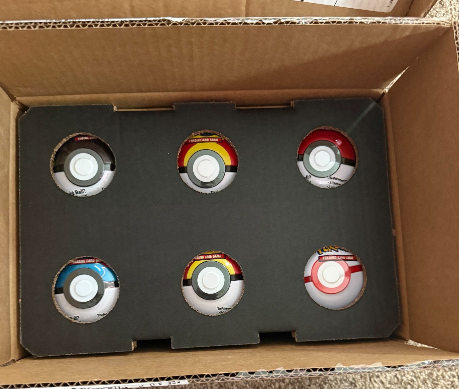 Costco Pokémon TCG Pokeball Tin Lot of 6 Balls – 18 Booster Packs Sealed (G25)