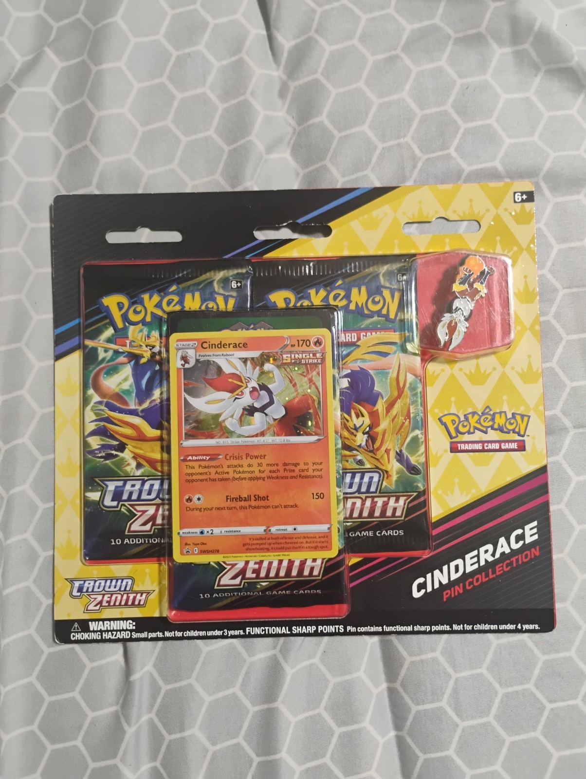 Pokémon Sword & Shield: Crown Zenith – Cinderace Pin Collection (3‑Pack Blister)
