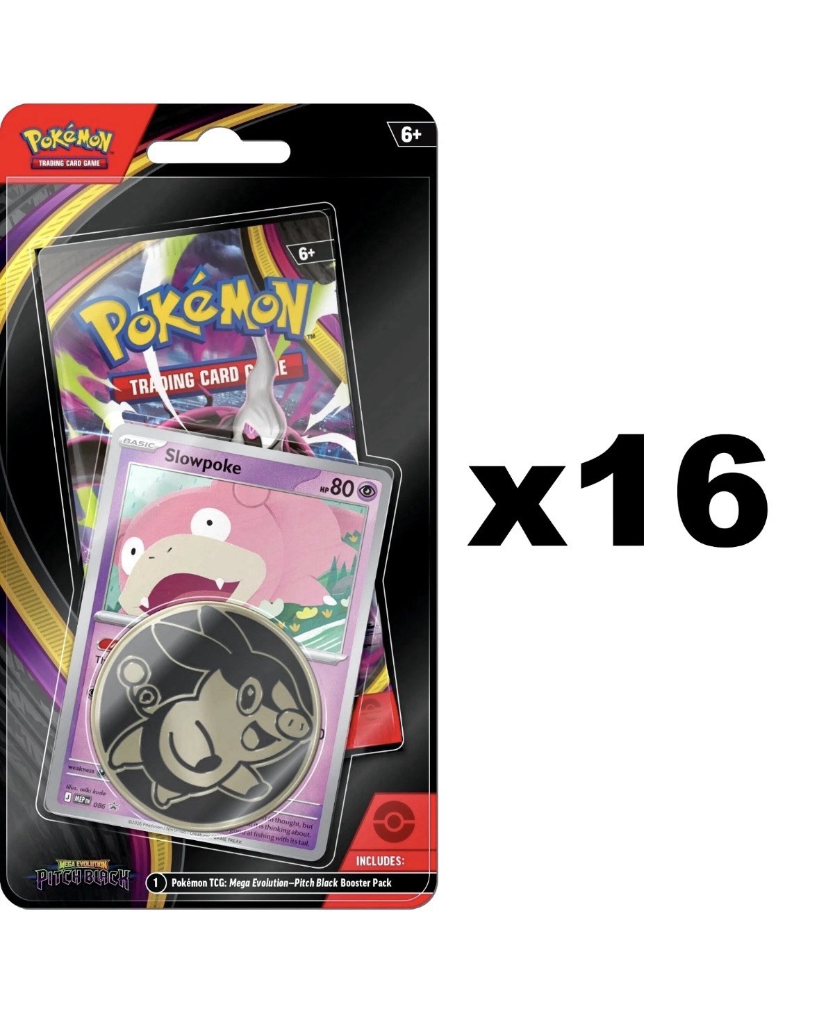 16 Pokemon TCG ME05 Pitch Black Checklane Packs Sealed Blister Box Slowpoke
