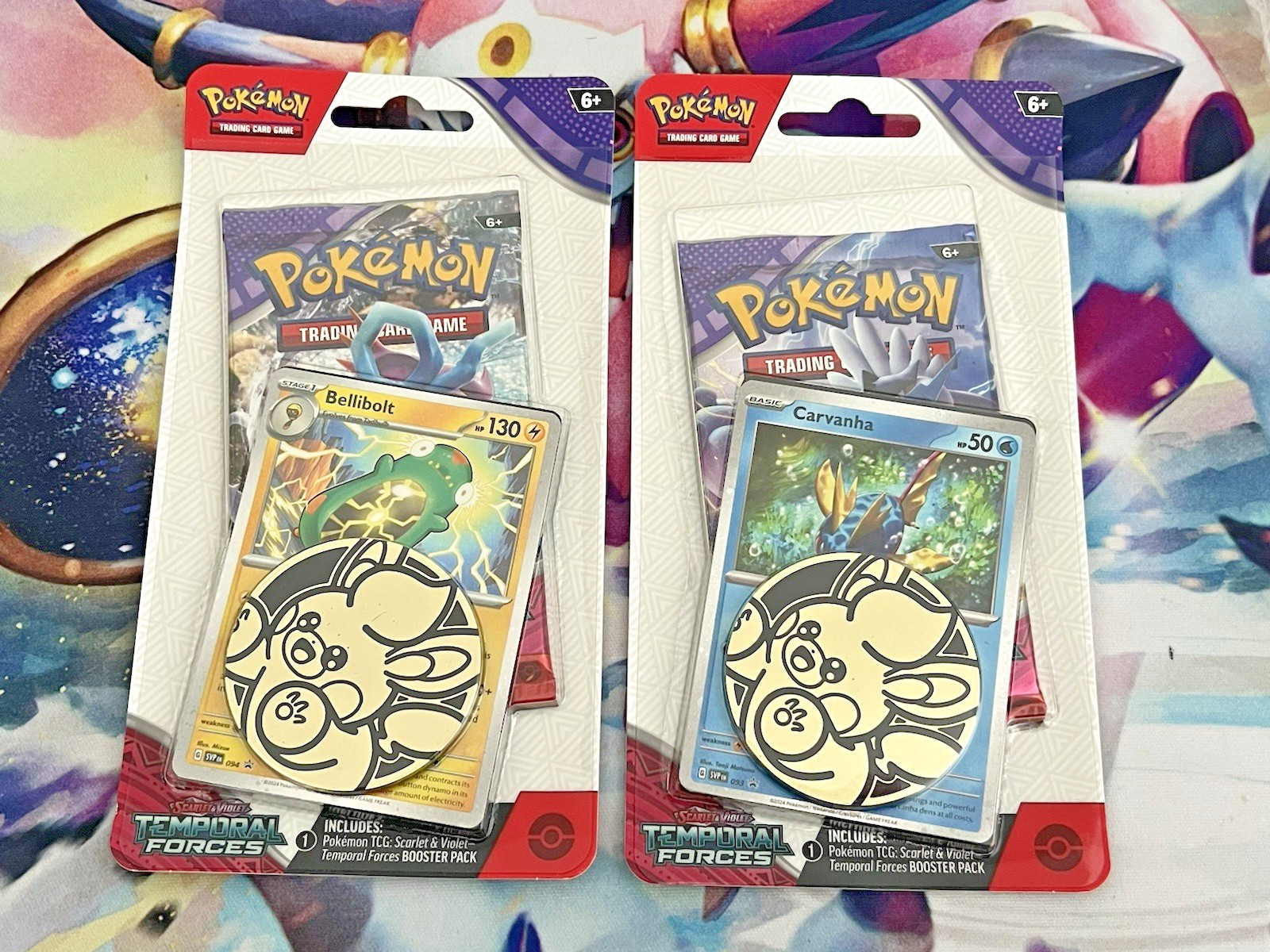 2 Temporal Forces Blister Packs (Bellibolt & Carvanha) Pokemon Factory SEALED