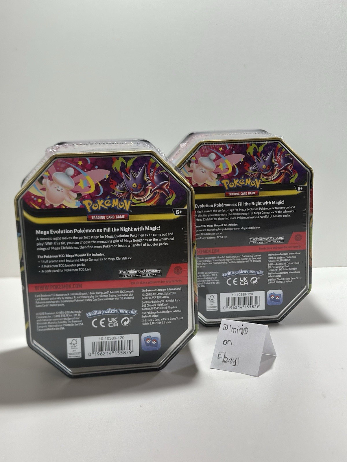 Pokemon TCG Mega Evolution Mega Moonlit Mega Gengar EX Tin Lot of 2