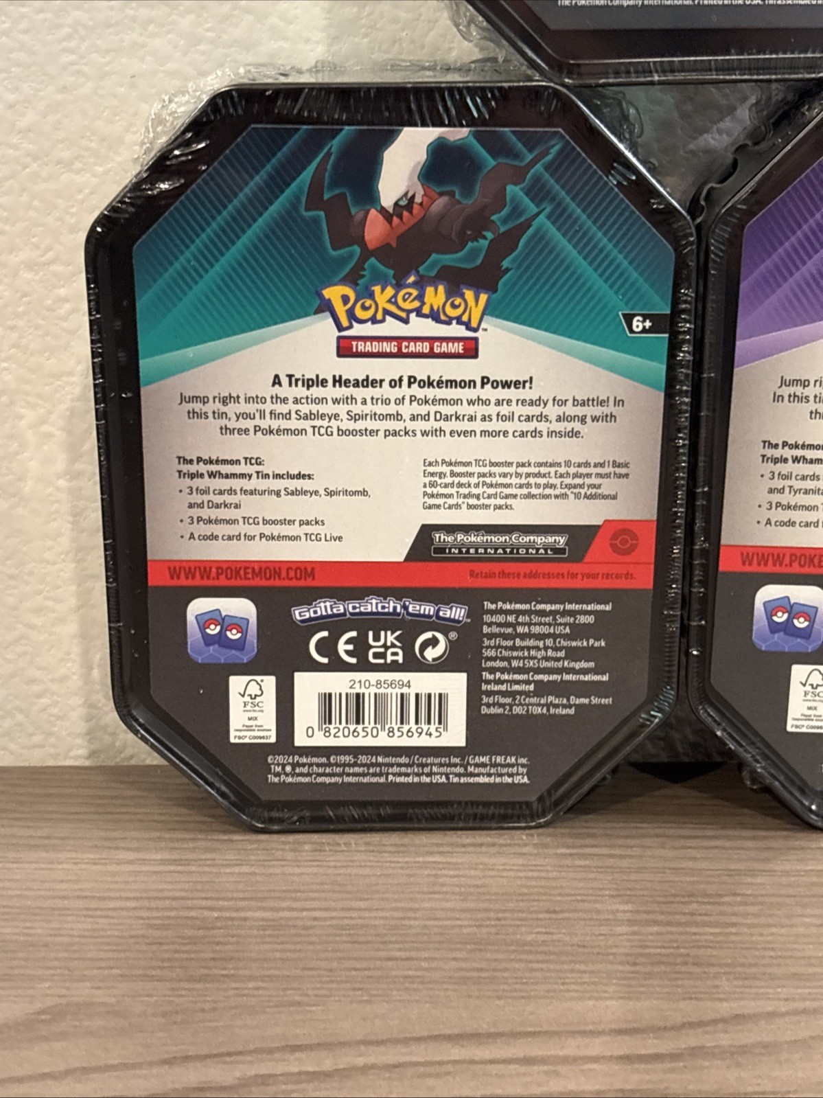 Pokémon Complete 3 Piece Set: Tyranitar, Darkrai, Slaking Triple Whammy Tins