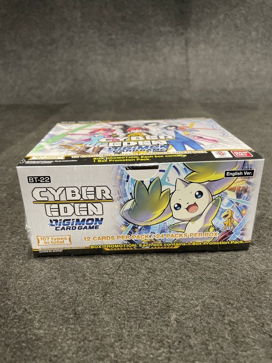 BANDAI BT-22 Digimon Card Game Cyber Eden Booster Box 24 Packs Worn Box