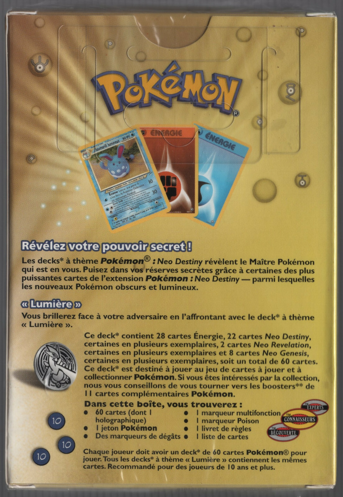 LUMIERE Pokemon FRENCH Neo Destiny LIGHT Theme Deck – FACTORY SEALED