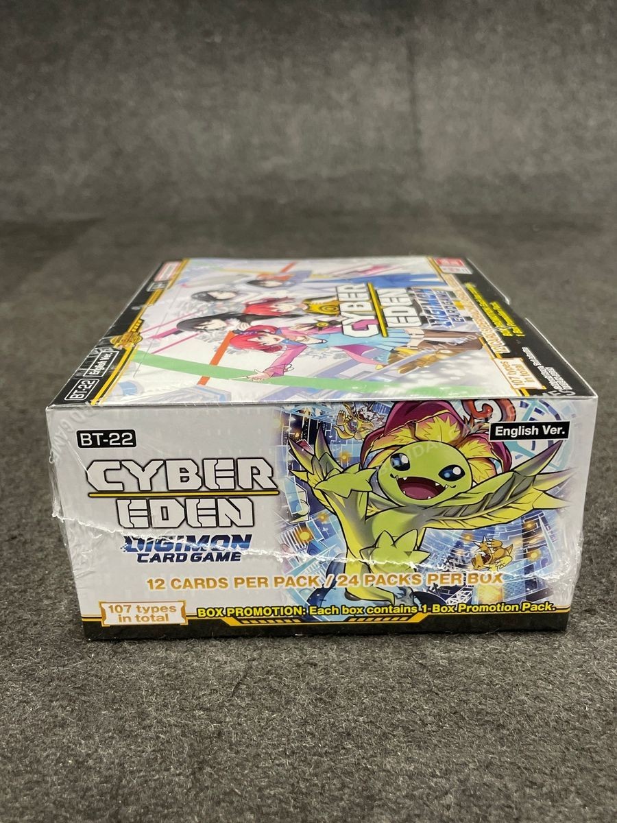 BANDAI BT-22 Digimon Card Game Cyber Eden Booster Box 24 Packs Worn Box