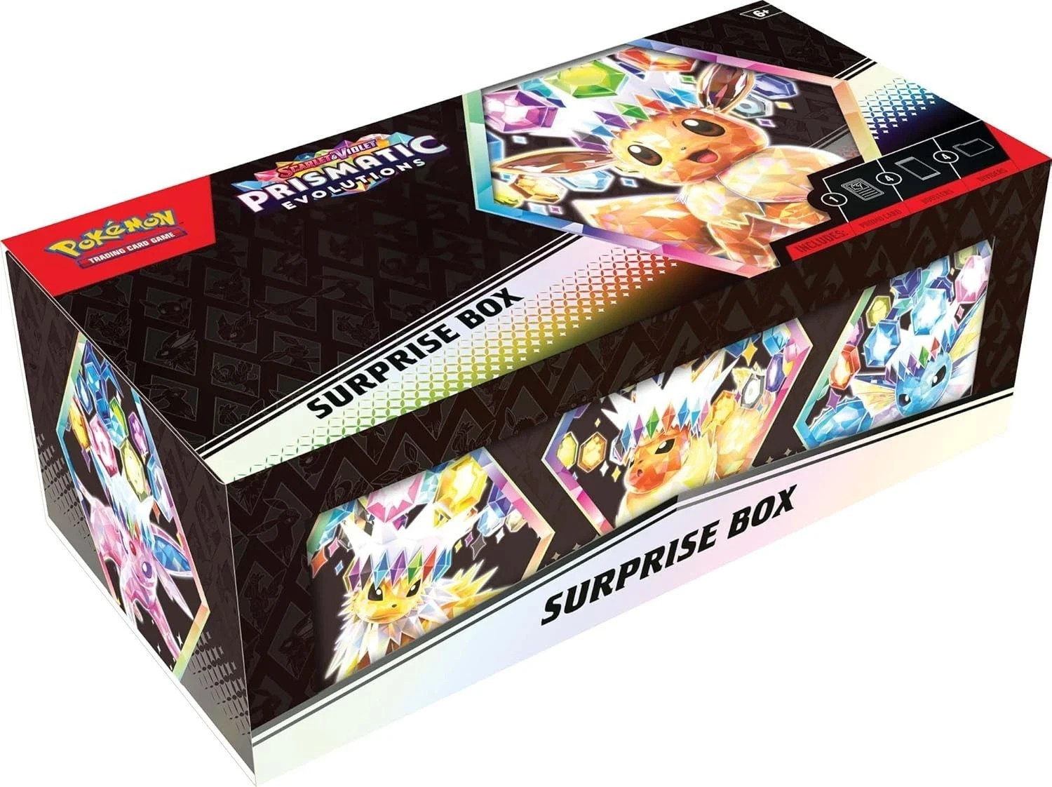 Pokemon Prismatic Evolutions Surprise Box New Sealed, 1 Promo Card, 4 Boosters