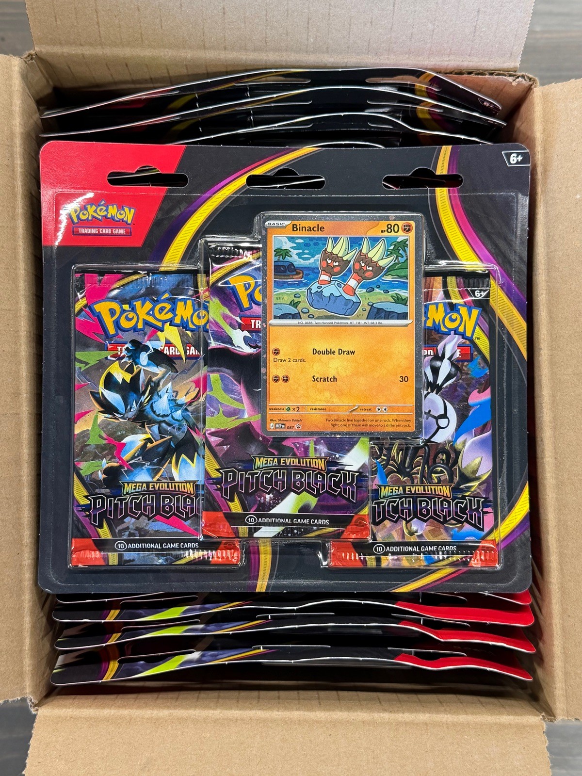 Pokemon x1 Pitch Black (ME05) 3 Pack Blister Factory Sealed Binacle Promo