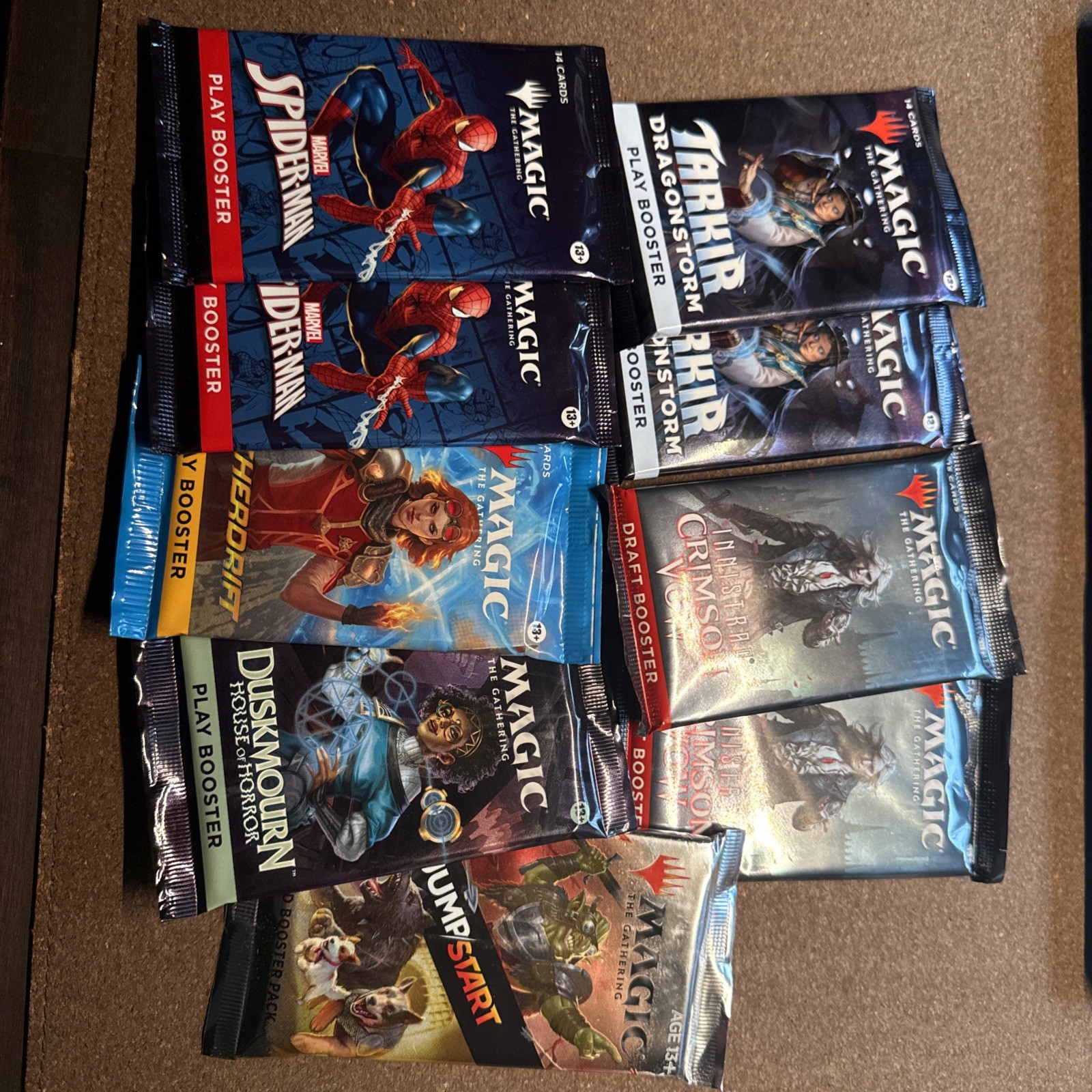 MTG Spider-man, Tarkir, Innstrad, Aetherdrift, Duskmourn, Jump/start Booster lot