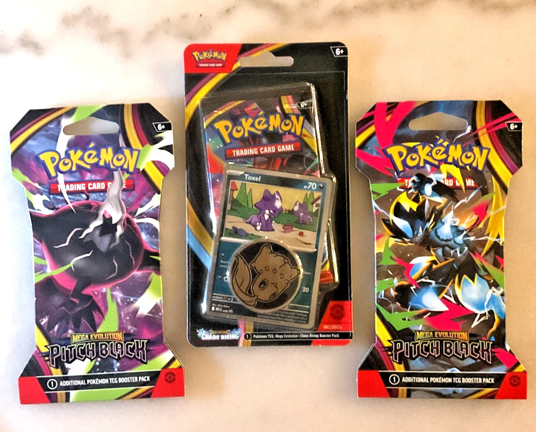 Pokemon Chaos Rising Blister Toxel Promo + 2 Pitch Black Booster Packs!