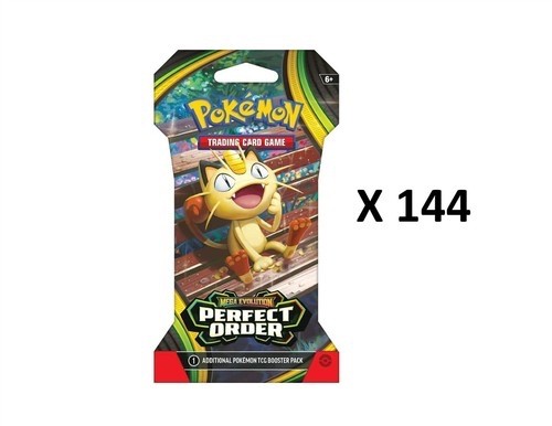 Pokemon ME03 Mega Evolution PERFECT ORDER SLEEVED BOOSTER CASE 144 pack IN HAND