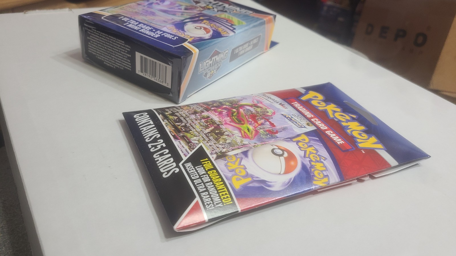 Pokémon Lightning Power Box, Plus TCG Rayquaza Vmax 25 Card Pack, NEW SEALED
