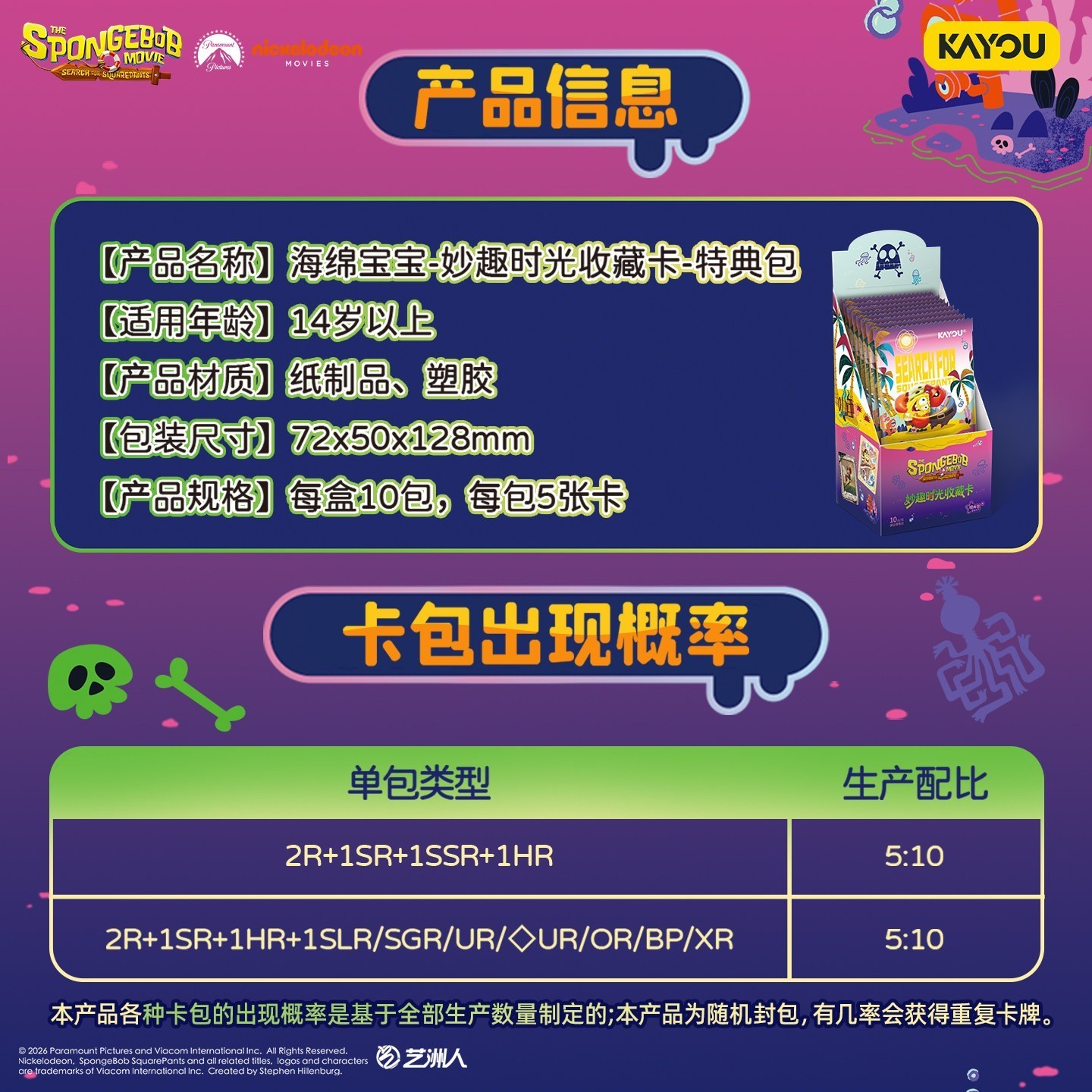 SpongeBob SquarePants 2026 Kayou VOL3 Collection Trading Card Booster Box Sealed