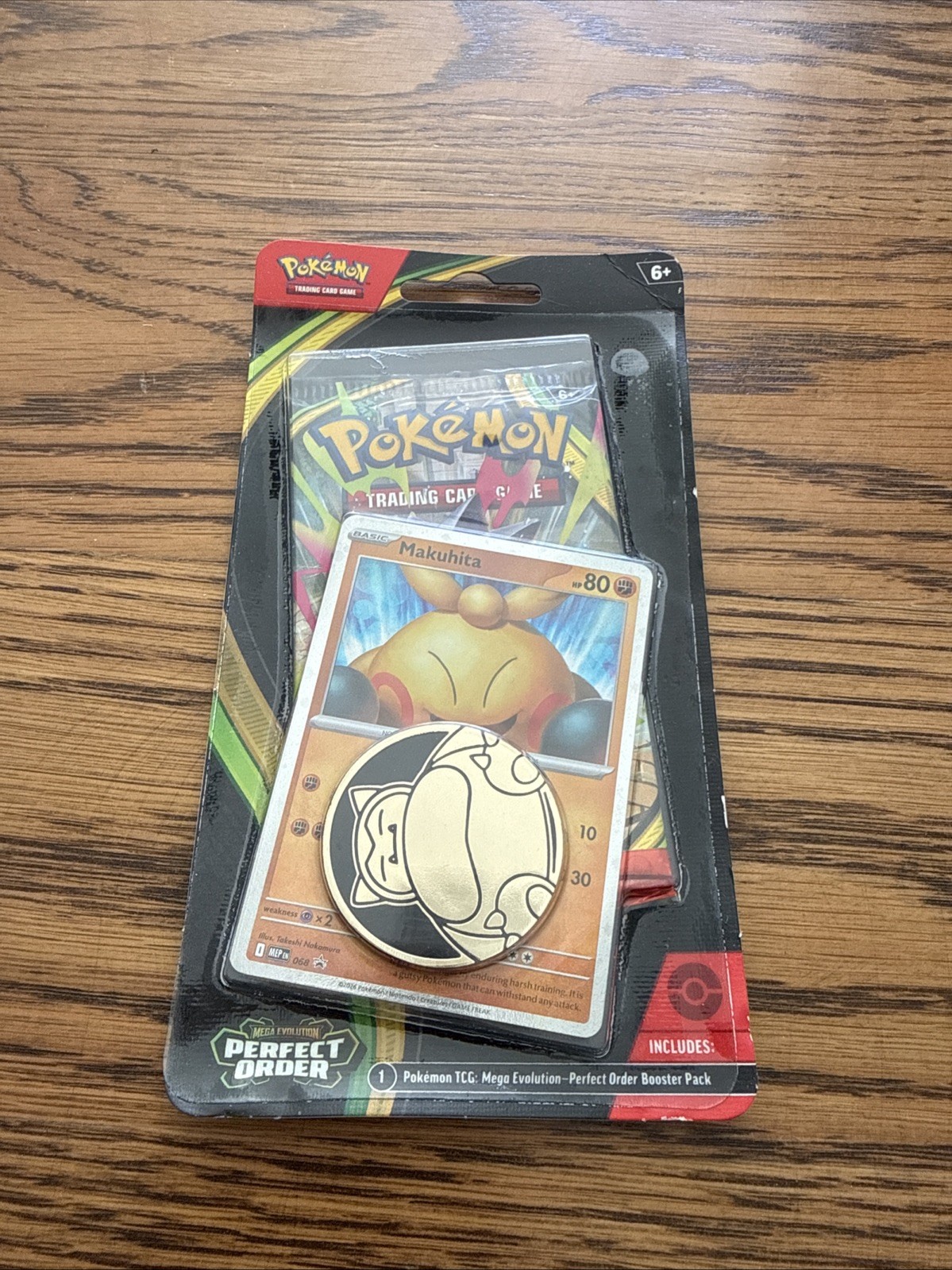 Pokemon Perfect Order Mega Evolution Blister – Makuhita, Booster Pack, Coin