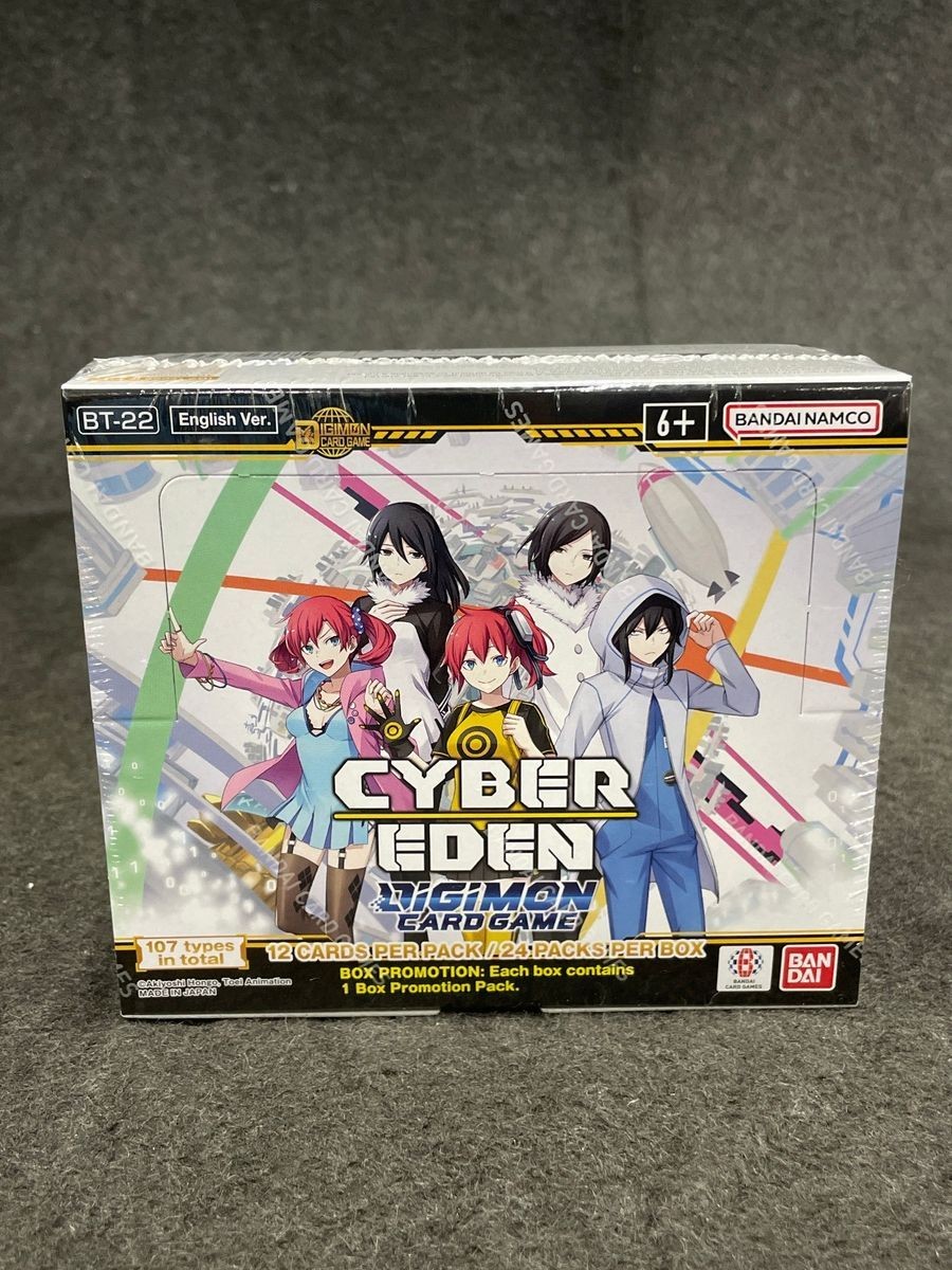 BANDAI BT-22 Digimon Card Game Cyber Eden Booster Box 24 Packs Worn Box