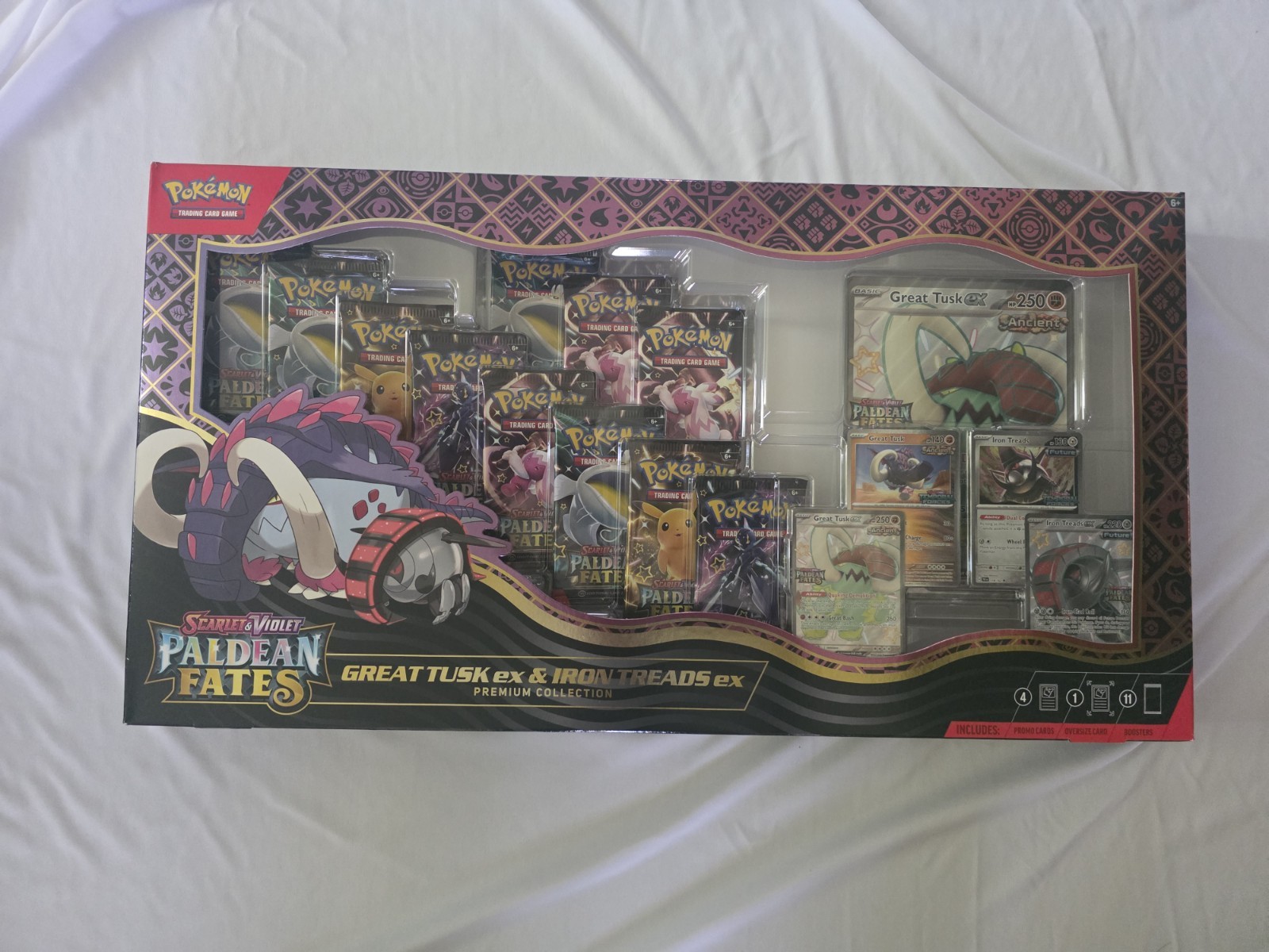 Pokemon TCG Paldean Fates Great Tusk & Iron ex Premium Collection Box NEW SEALED