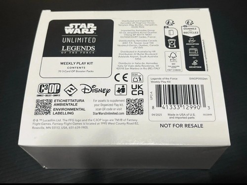 Star Wars Unlimited TCG Legends of The Force Weekly Play Kit Unopened Box