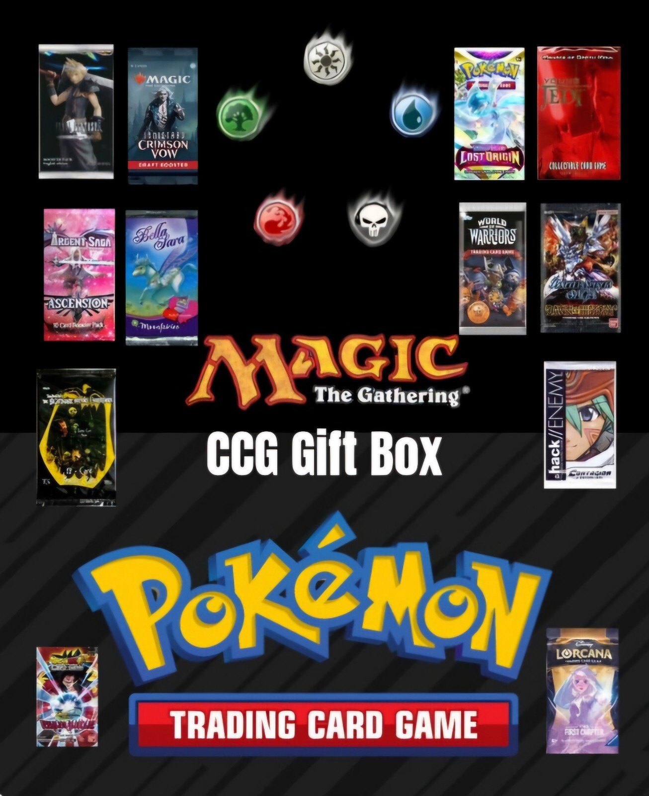 CCG Gift Box Magic MTG and Many More 50 Booster Packs 10 Starter Decks and 1 box