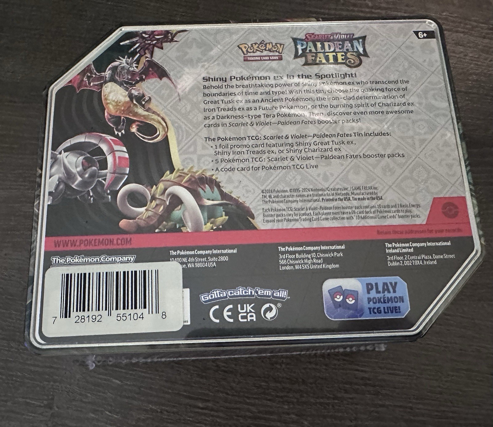Pokémon TCG Paldean Fates Shiny Charizard ex 5-Pack Tin – Factory Sealed