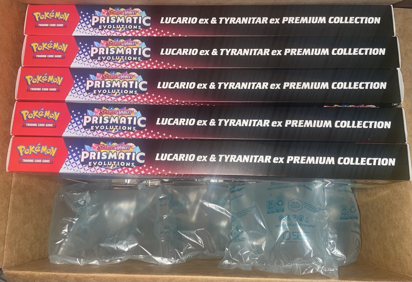 Prismatic Evolutions Lucario Ex And Tyranitar Ex Premium Collection Lot Of 5 NEW