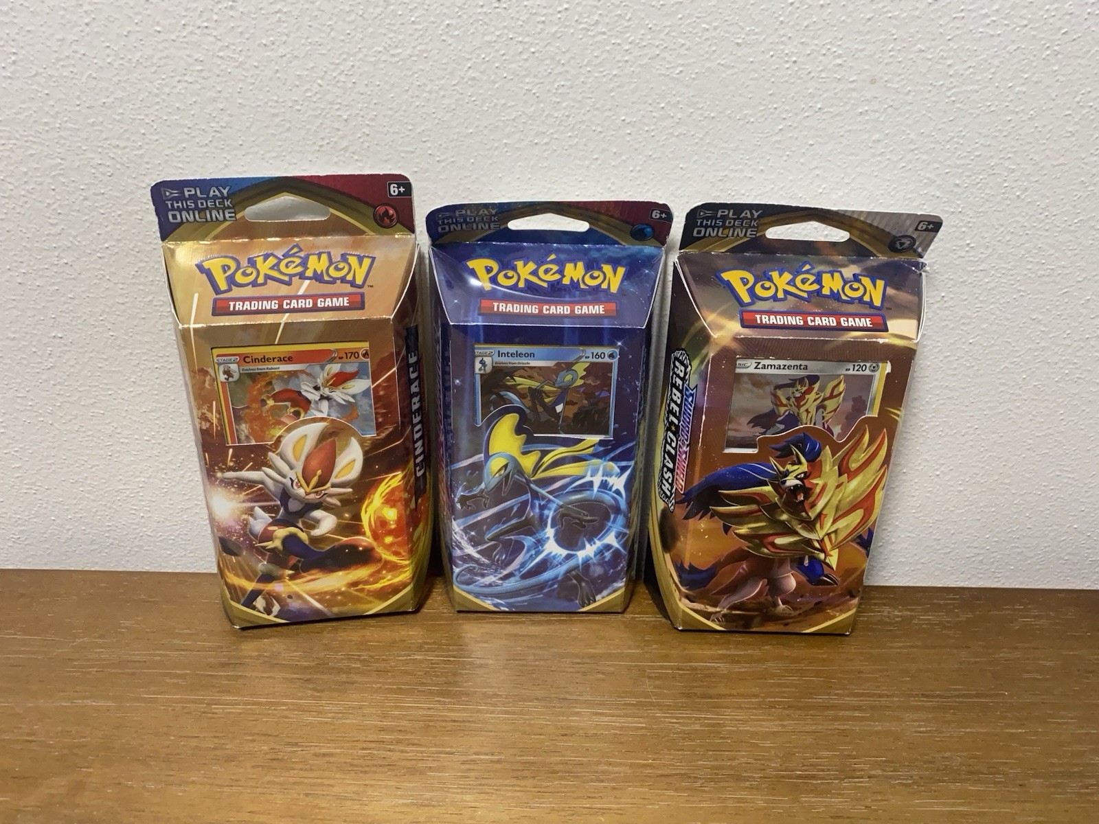 Lot Of 3 Pokemon TCG Sword & Shield Theme Deck Zamazenta Inteleon Cinderace NEW