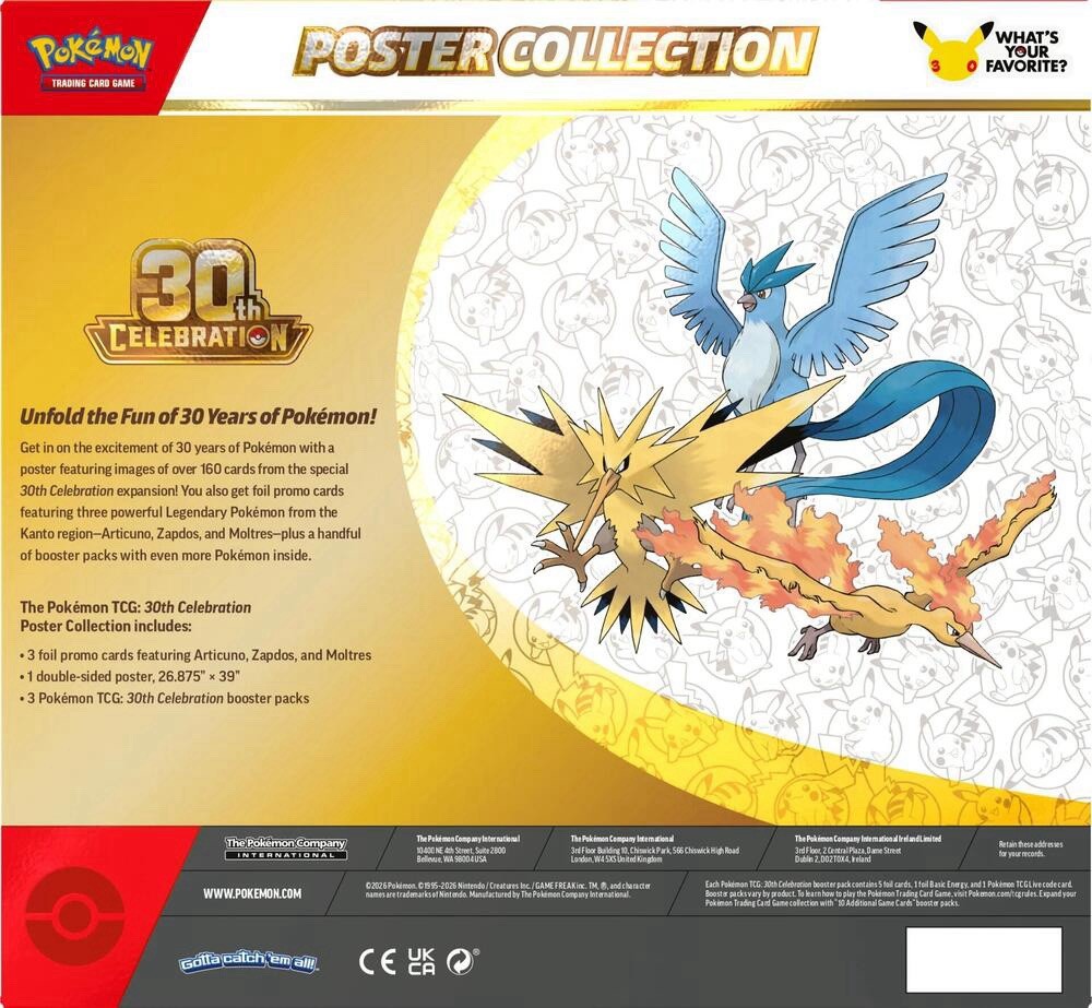 Pokémon TCG: 30th Anniversary Celebrations Poster Collection PRE-SALE 9/16