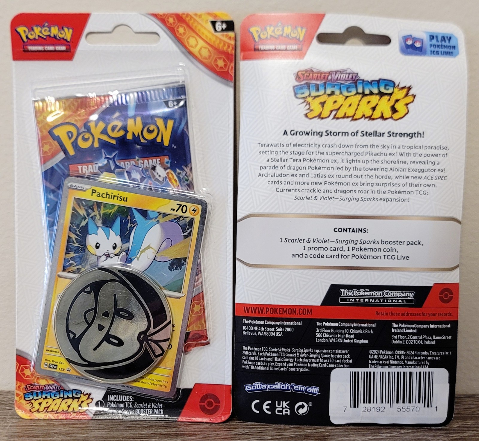 Pokemon DOUBLE SWIRL Holo Bleed Pachirisu Promo- x2 Surging Sparks Blister Packs