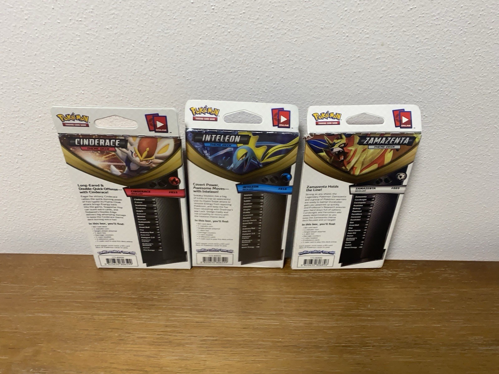Lot Of 3 Pokemon TCG Sword & Shield Theme Deck Zamazenta Inteleon Cinderace NEW