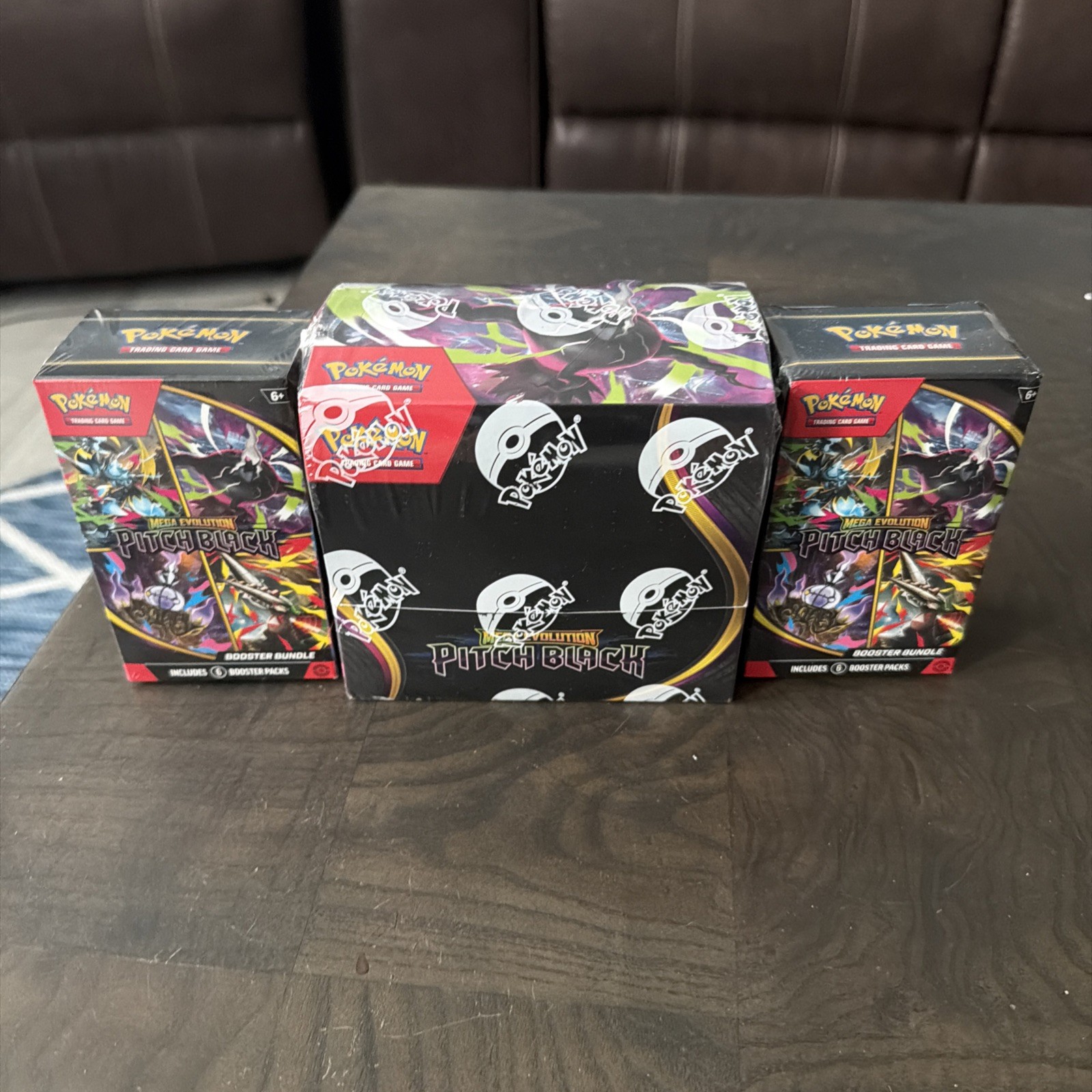 Lot of 3 Pokemon TCG Mega Evolution Pitch Black: 1 Display Box + 2 Bundles