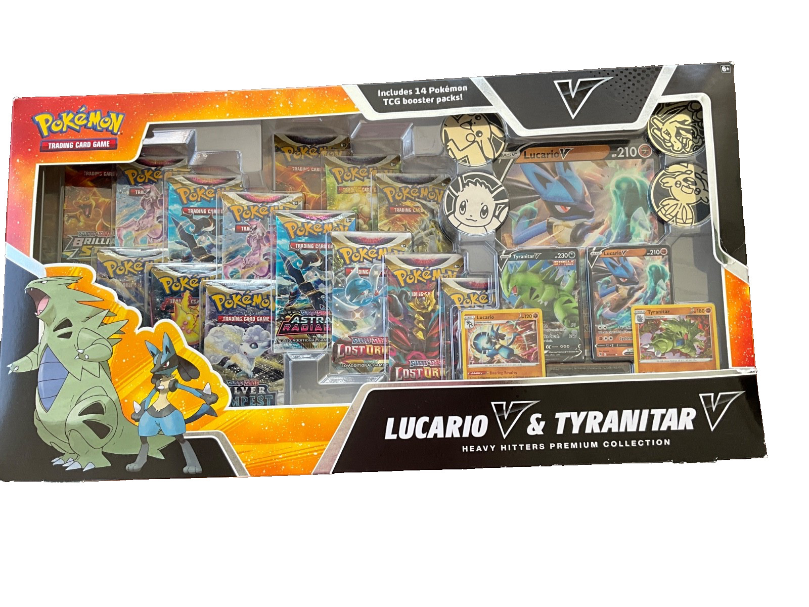 Pokemon TCG Lucario V & Tyranitar V Collector’s Box – 14 Packs