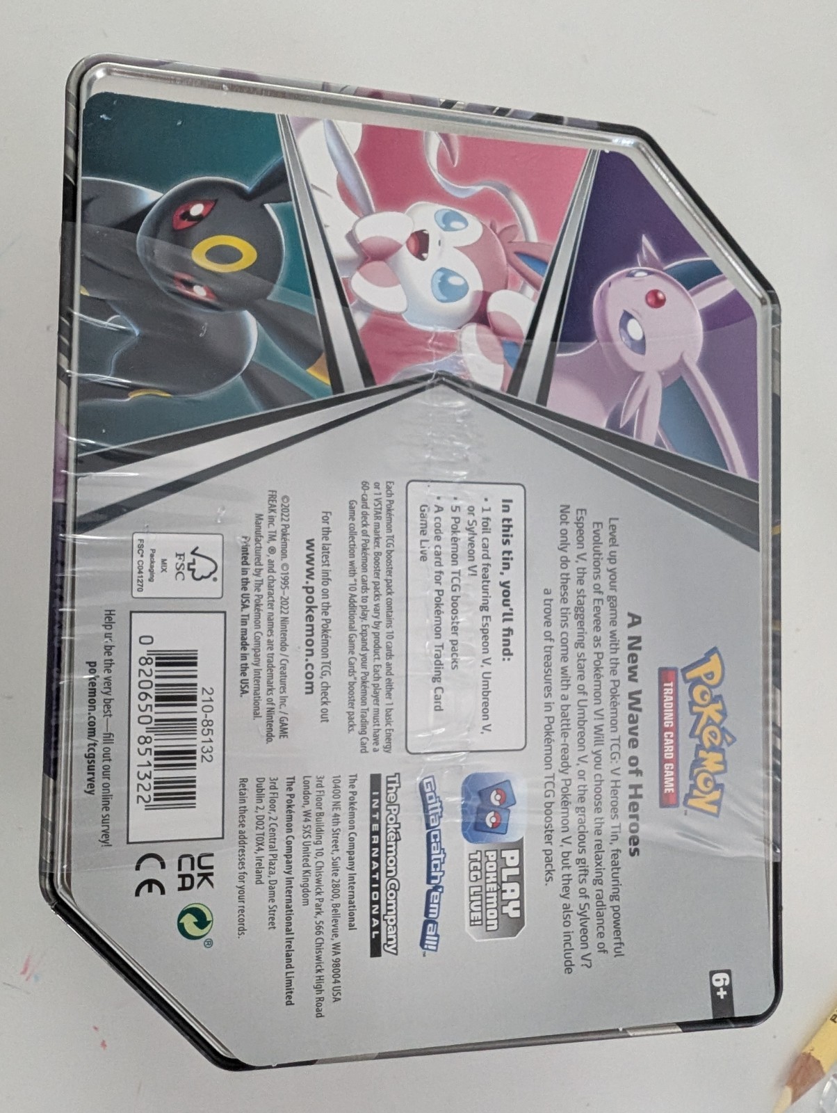 Pokémon Company V Heroes Tin Espeon V 2022 Metal Tin Box SEALED English