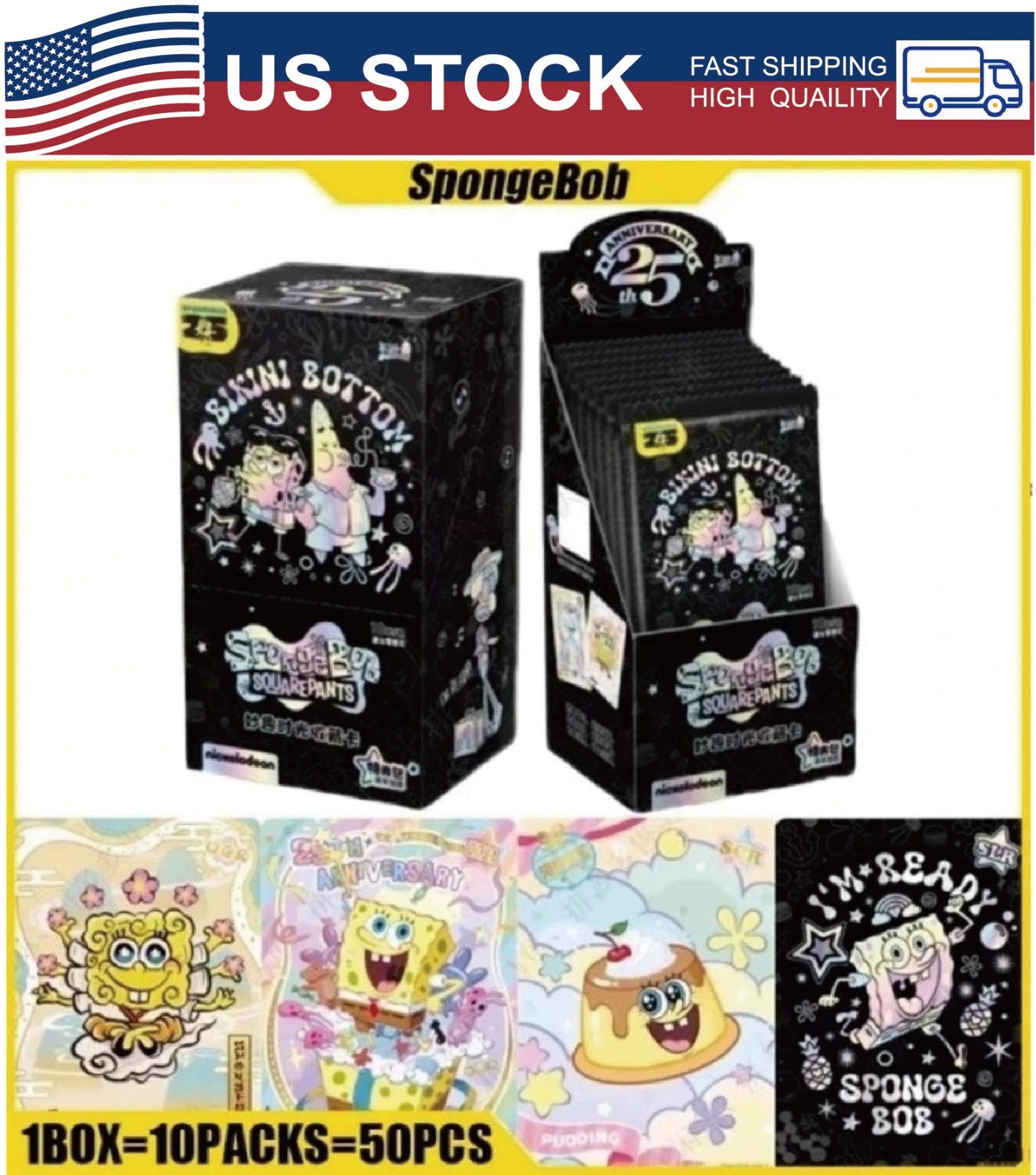 *US STOCK* Spongebob 25th Anniversary Kayou Booster Box 50 Trading Card’s