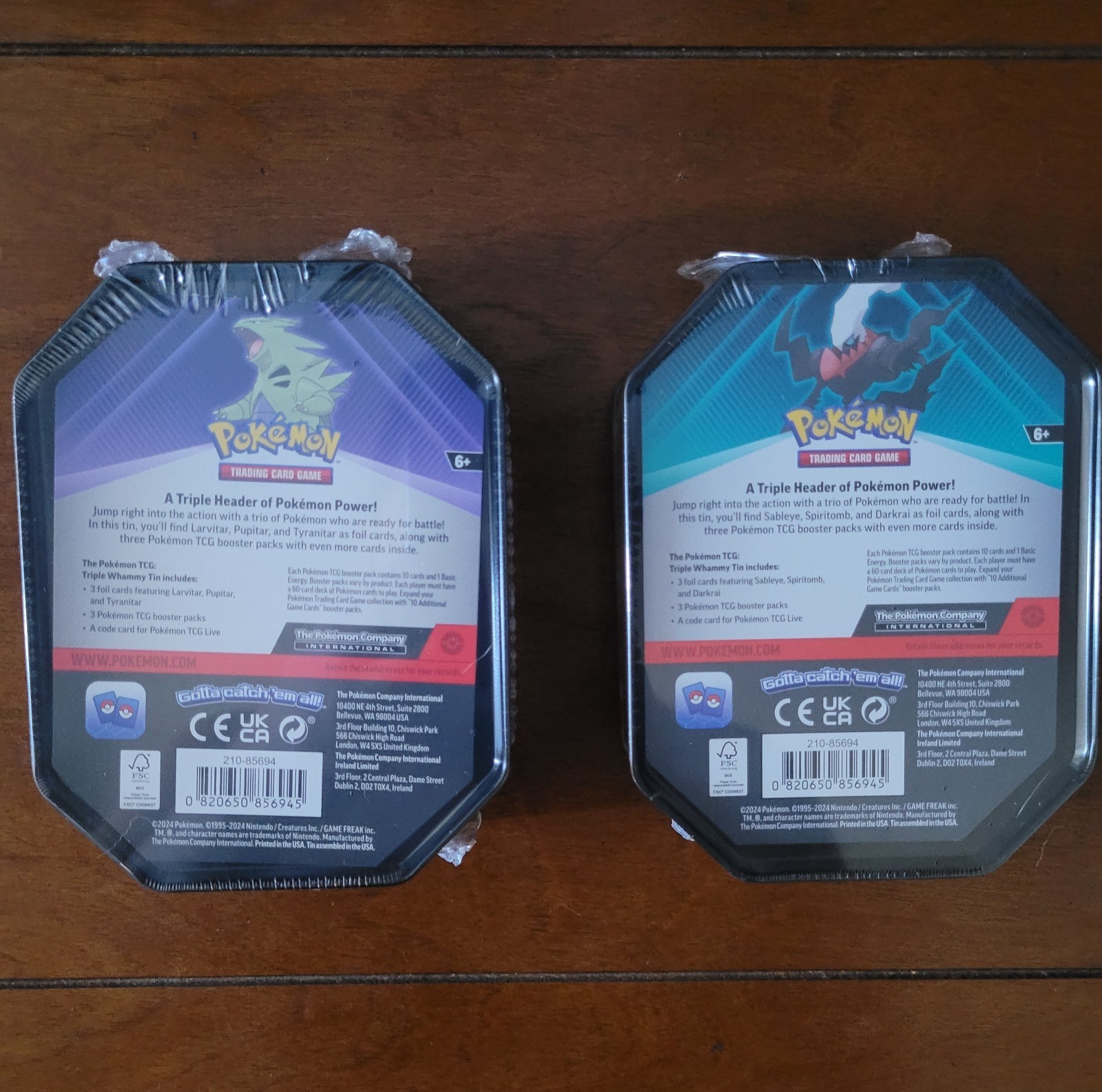 Pokemon TCG Triple Wammy Tins Darkrai Tyranitar Sealed New Sold Separately