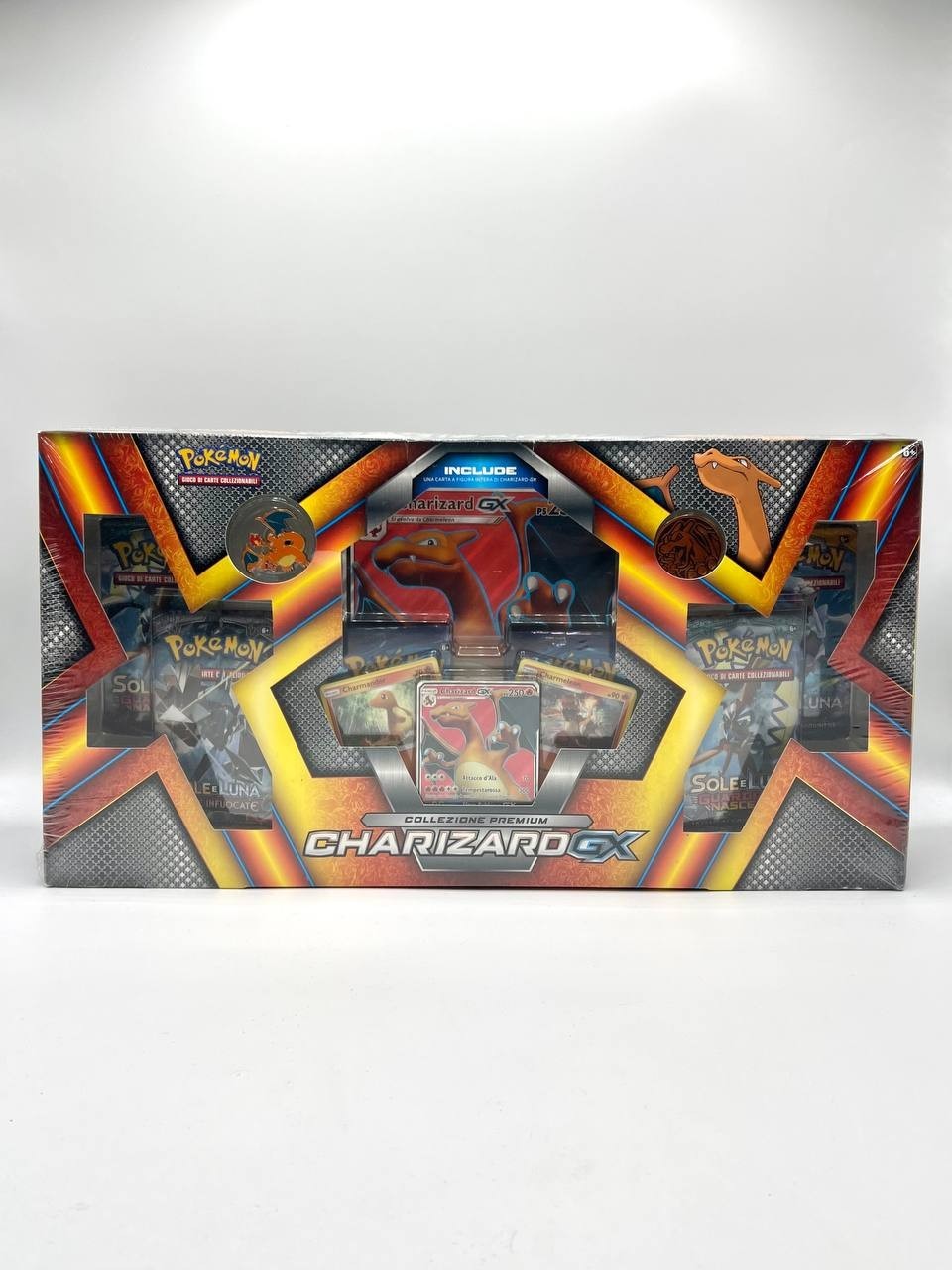 Pokemon Charizard GX Premium Collection 2017 6 Bags 1 Pin 3 Promo Italian