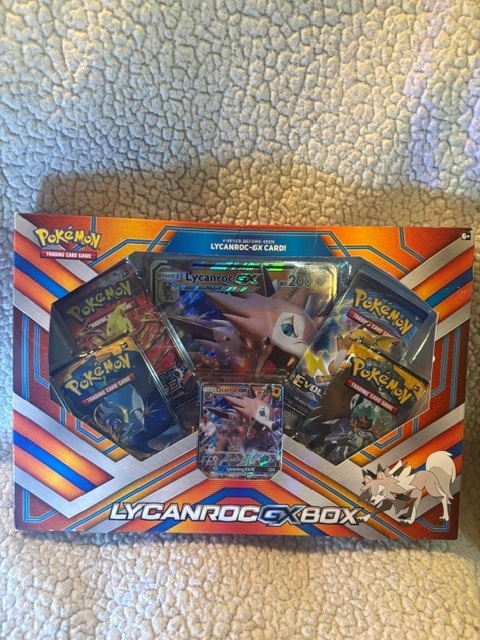 Pokemon TCG Sealed Lycanroc GX Box With 4 Booster Packs XY & S&M Era Evolutions