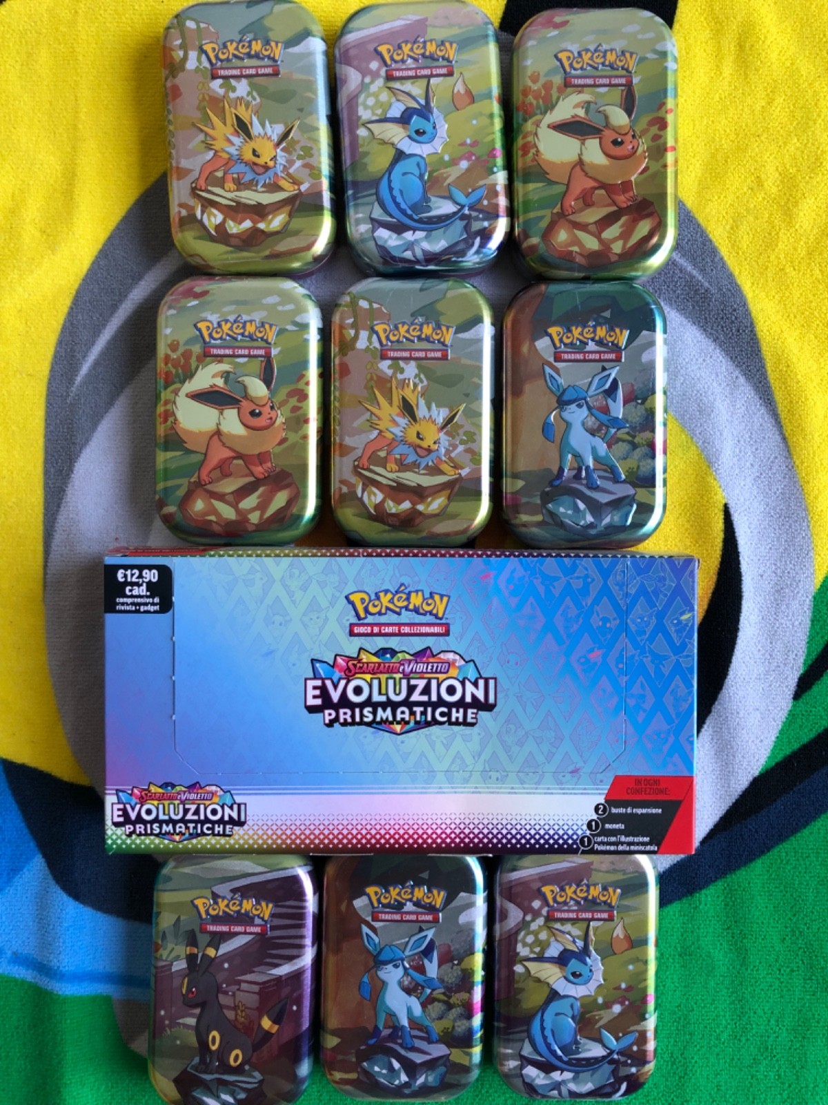 9 Pack Pokemon Scarlet Purple Mini Tin Prismatic Evolutions Bo Cards