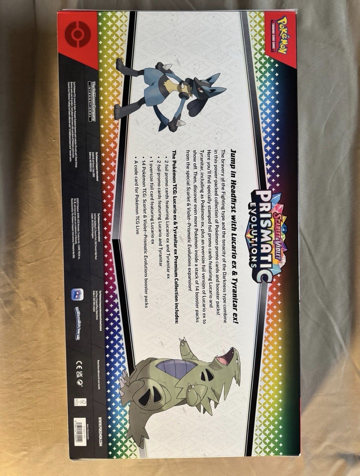 Pokemon Lucario Ex Tyranitar Ex Premium Collection Prismatic Evolution wear box