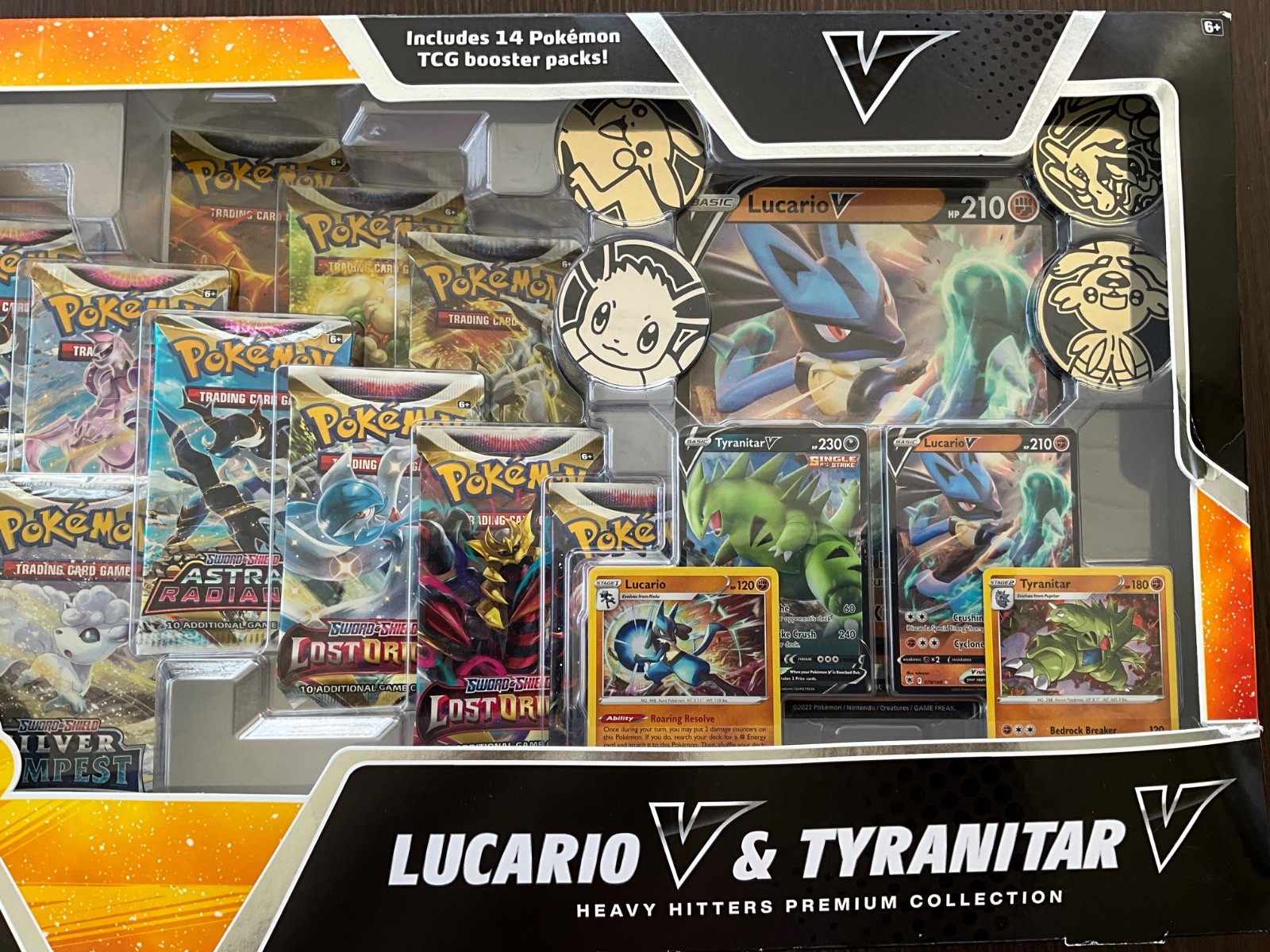 Pokemon TCG Lucario V & Tyranitar V Collector’s Box – 14 Packs