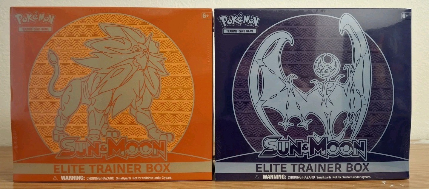 Pokemon TCG Sun and Moon Base Set ETB Elite Trainer Box Set of 2 (Nuevo / Sealed)