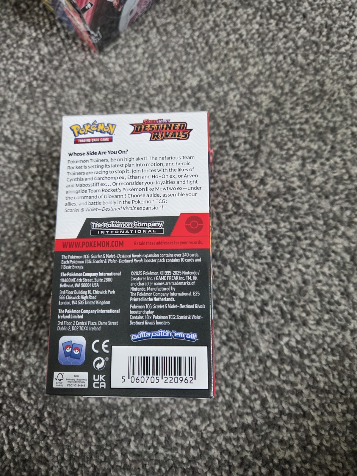 Pokemon Destined Rivals Unsealed Half Booster Box, 18 Packs. New/Unsealed