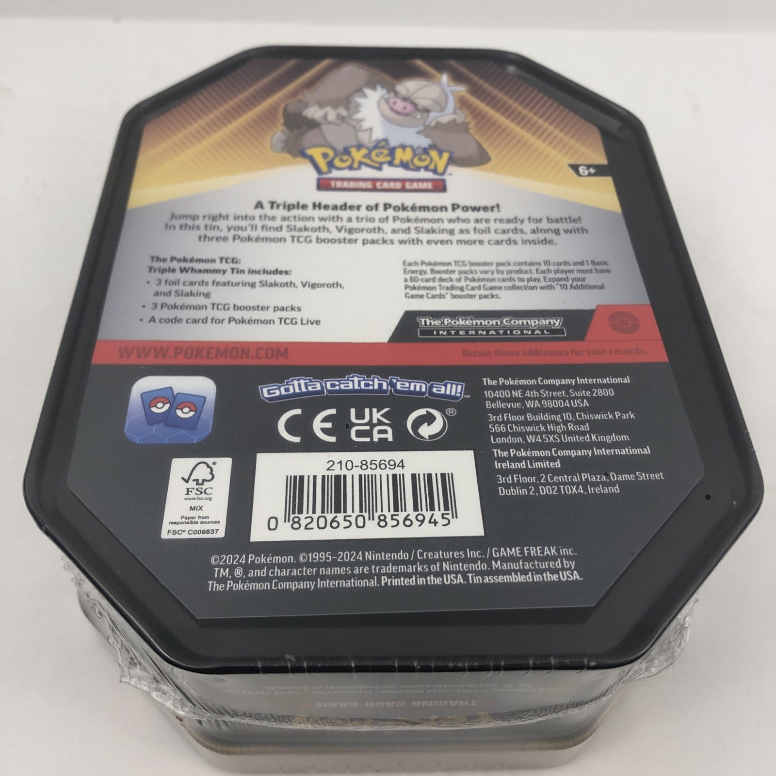 Pokemon FACTORY SEALED Slaking TCG Triple Whammy TIN 3 PACKS