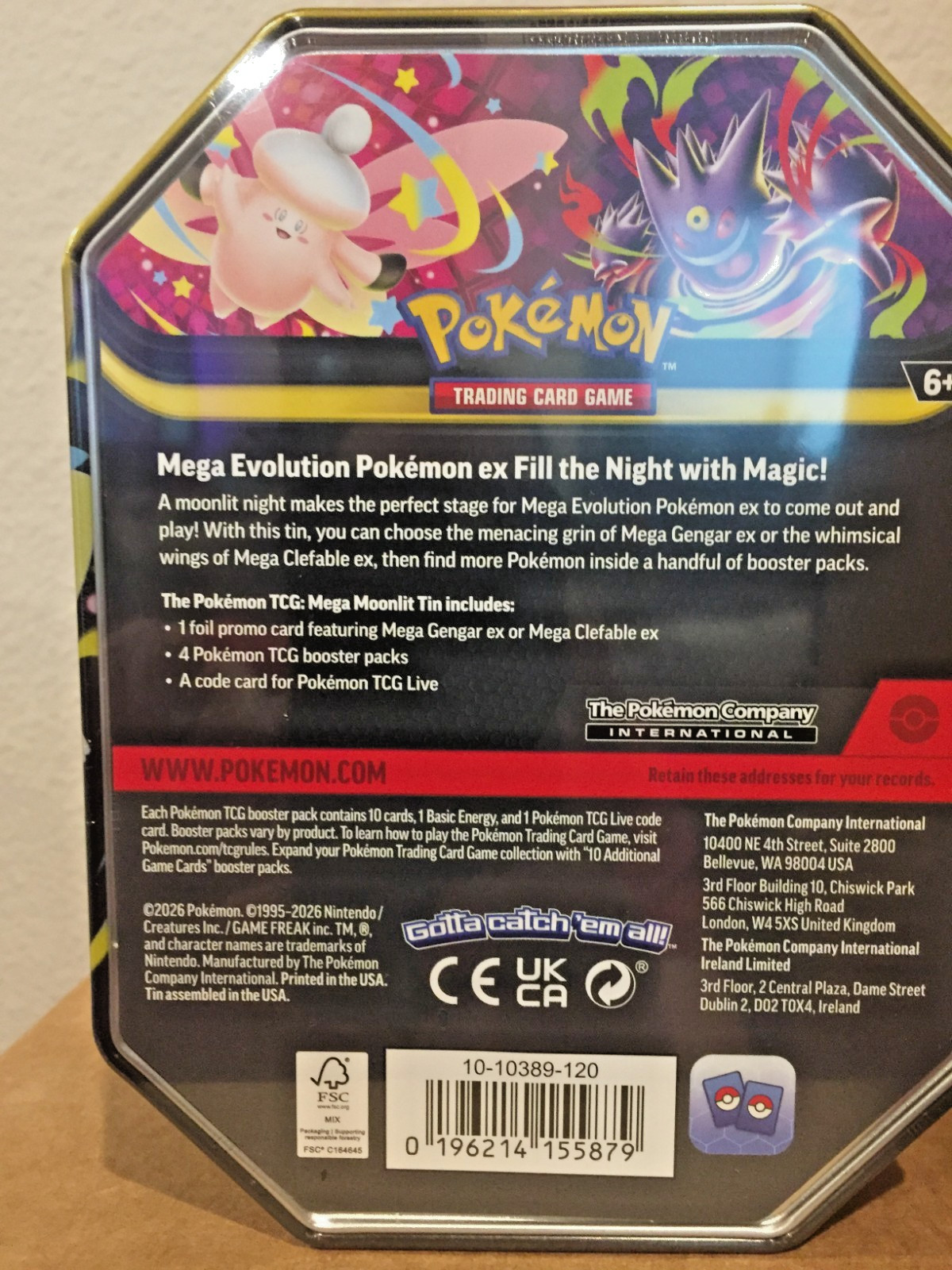 Pokémon TCG: Mega Moonlit Tin Mega Clefable ex / Mega Gengar ex Sealed 2026