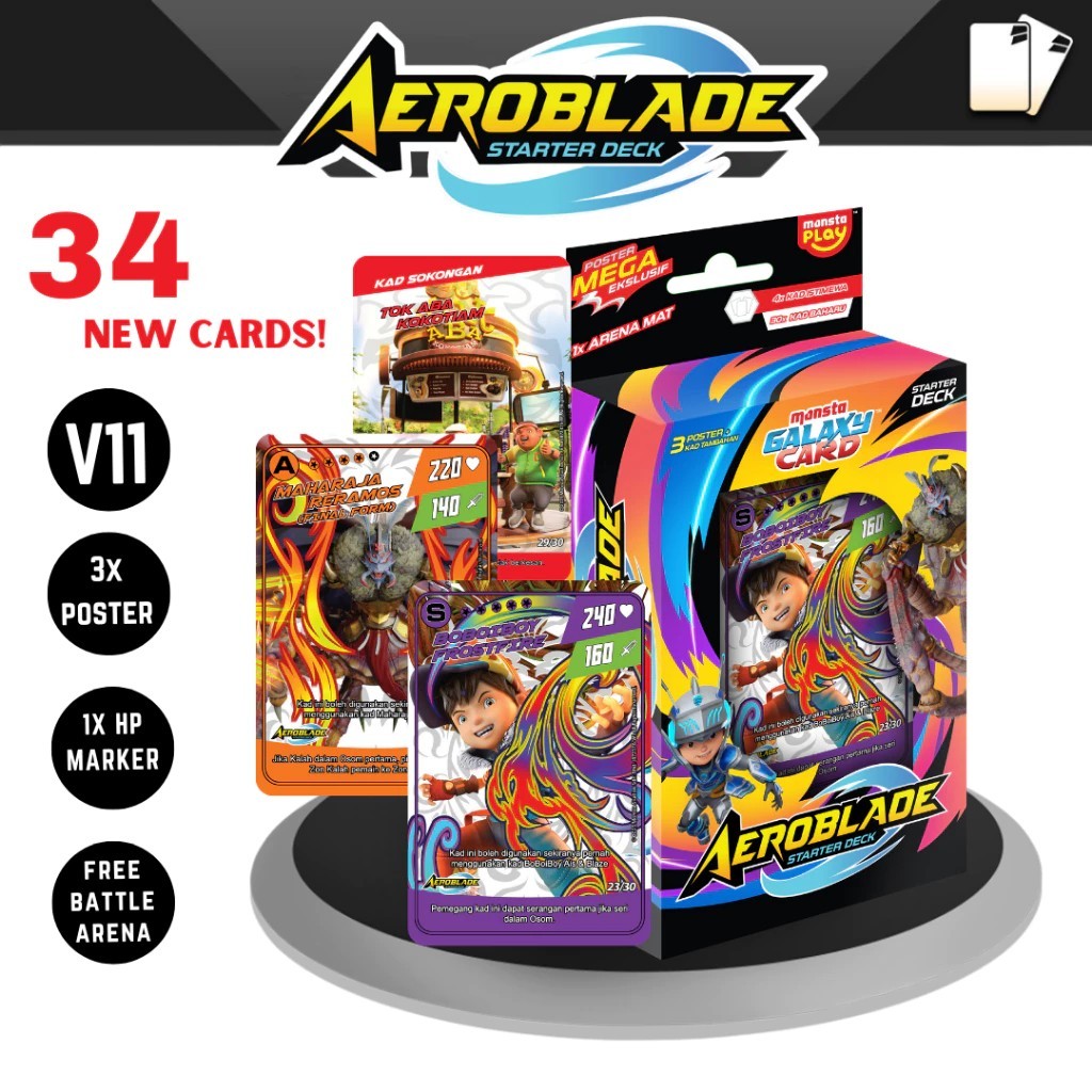 BOBOIBOY GALAXY ORIGINAL MONSTA TRADING CARD GAMES STARTER DECK AEROBLADE