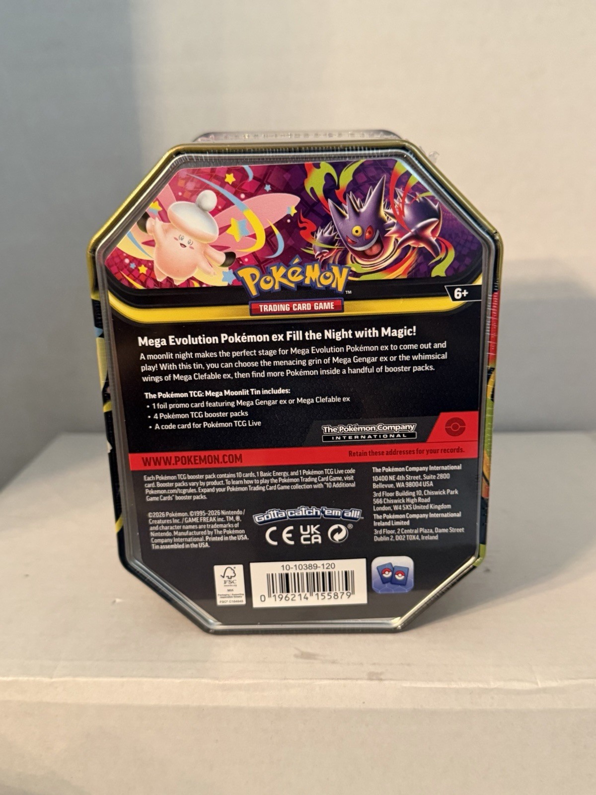Pokemon TCG Mega Gengar Ex Mega Moonlit Tin – Brand New Factory Sealed