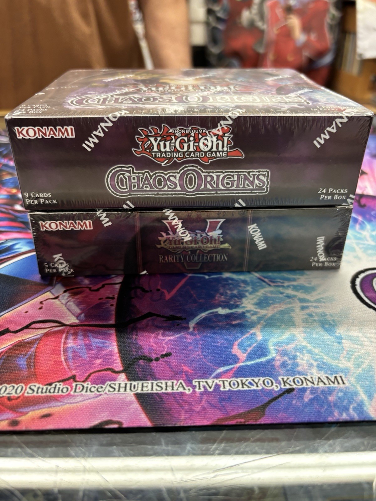 YUGIOH 2 BOOSTER BOX LOT RARITY V COLLECTION CHAOS ORIGINS 1ST ED ENGLISH FS !!