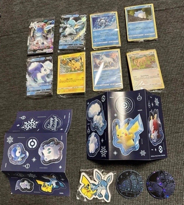 Pokemon TCG 2023 Holiday Advent Calendar Contents (Promos, Keychain, Stickers)
