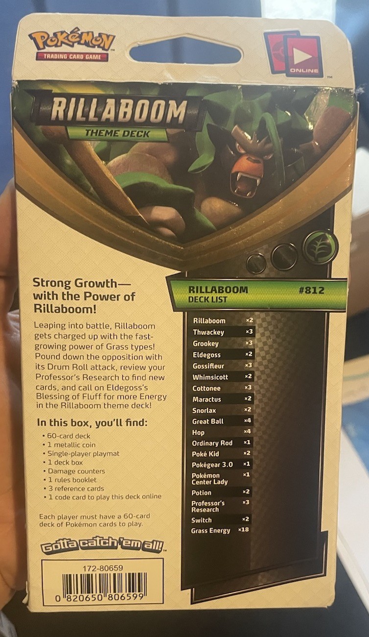 Pokemon Sword & Shield Rillaboom Theme Deck Trading Card Game TCG