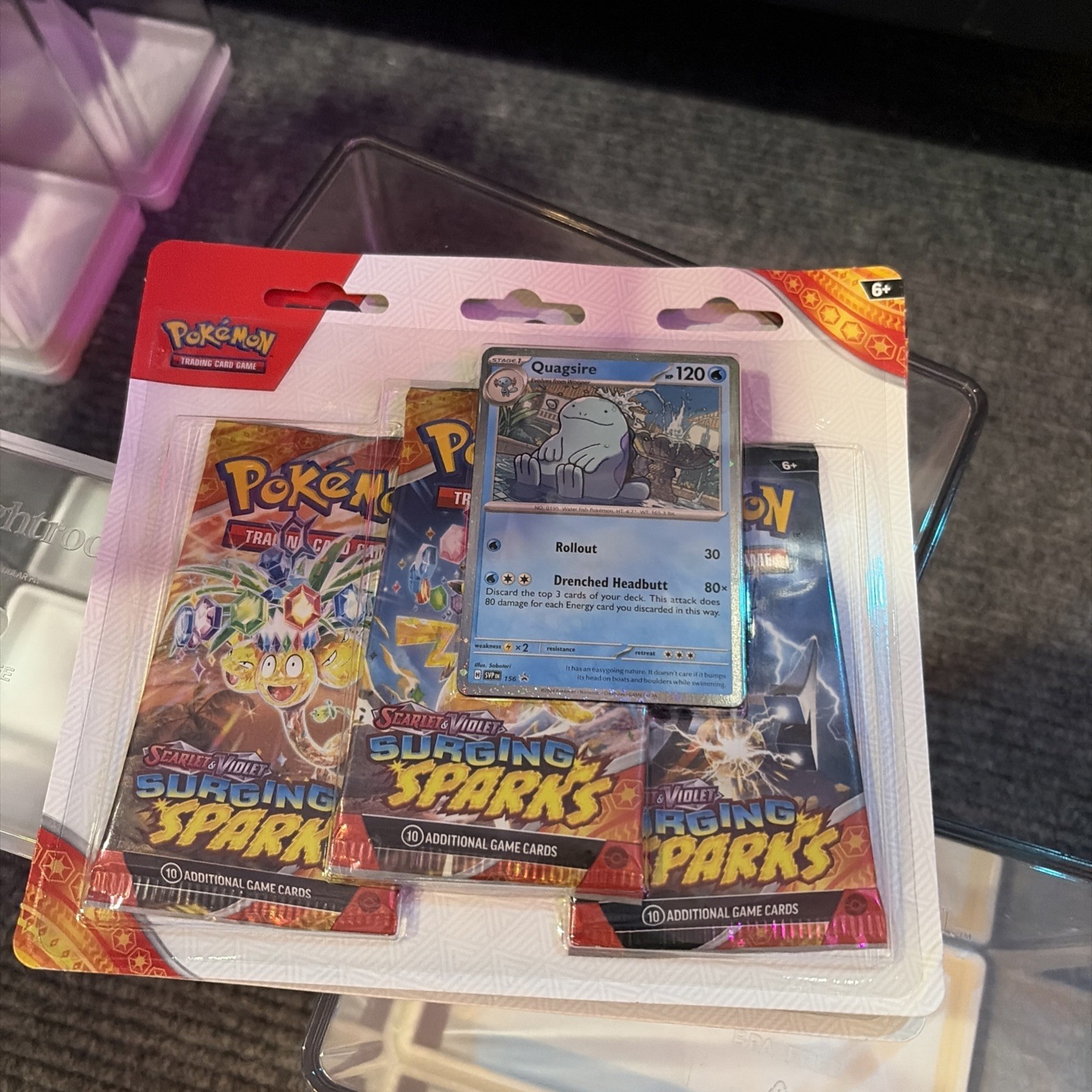 Pokemon TCG Scarlet & Violet Surging Sparks 3-Pack Blister Quagsire NEW SEALED